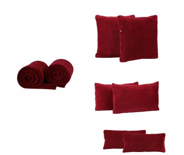 Betz ROMANIA 2 mantas aprox. 140x190cm o 2 almohadas con llenado tamaños disponibles aprox. 36x36x cm 25x50 cm 20x40 cm de color rojo oscuro