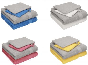 Betz 4 pezzi set di asciugamani HAPPY Pack 100% cotone  2 asciugamani 2 guanti da bagno