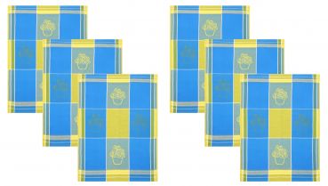 Betz 6 Pieces Tea Towel Set ITALY Design: HERBS 100% Cotton Colour: blue Size:50x70cm
