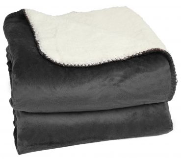 Betz Luxus Lammfelldecke Wohndecke Kuscheldecke Größe 150 x 200 cm Farbe anthrazit / natur