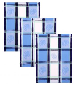 Set di 3 strofinacci ITALY 100% cotone motivo Conchiglia misure 50x70 cm colore blu-turchese di Betz