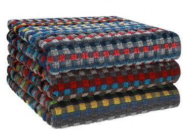 3 Piece Set Work Towel size: 50 x 90 cm, 100 % cotton, colourfully chequered