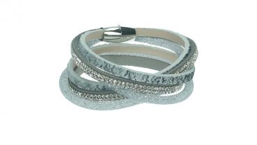 Braccialetto multigiro con strass e chiusura magnetica misure 1,5 x 39 cm