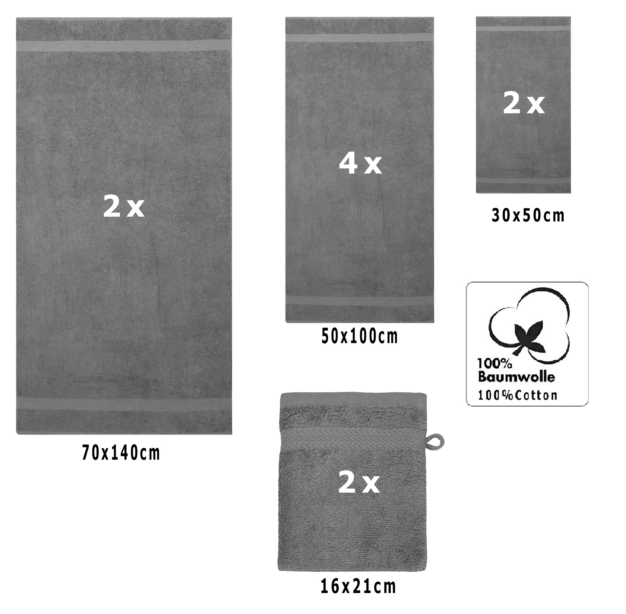 Betz 10-tlg. Handtuch-Set PREMIUM 100%Baumwolle 2 Duschtücher 4 Handtücher 2 Gästetücher 2 Waschhandschuhe|Handtücher & Heimtextilien