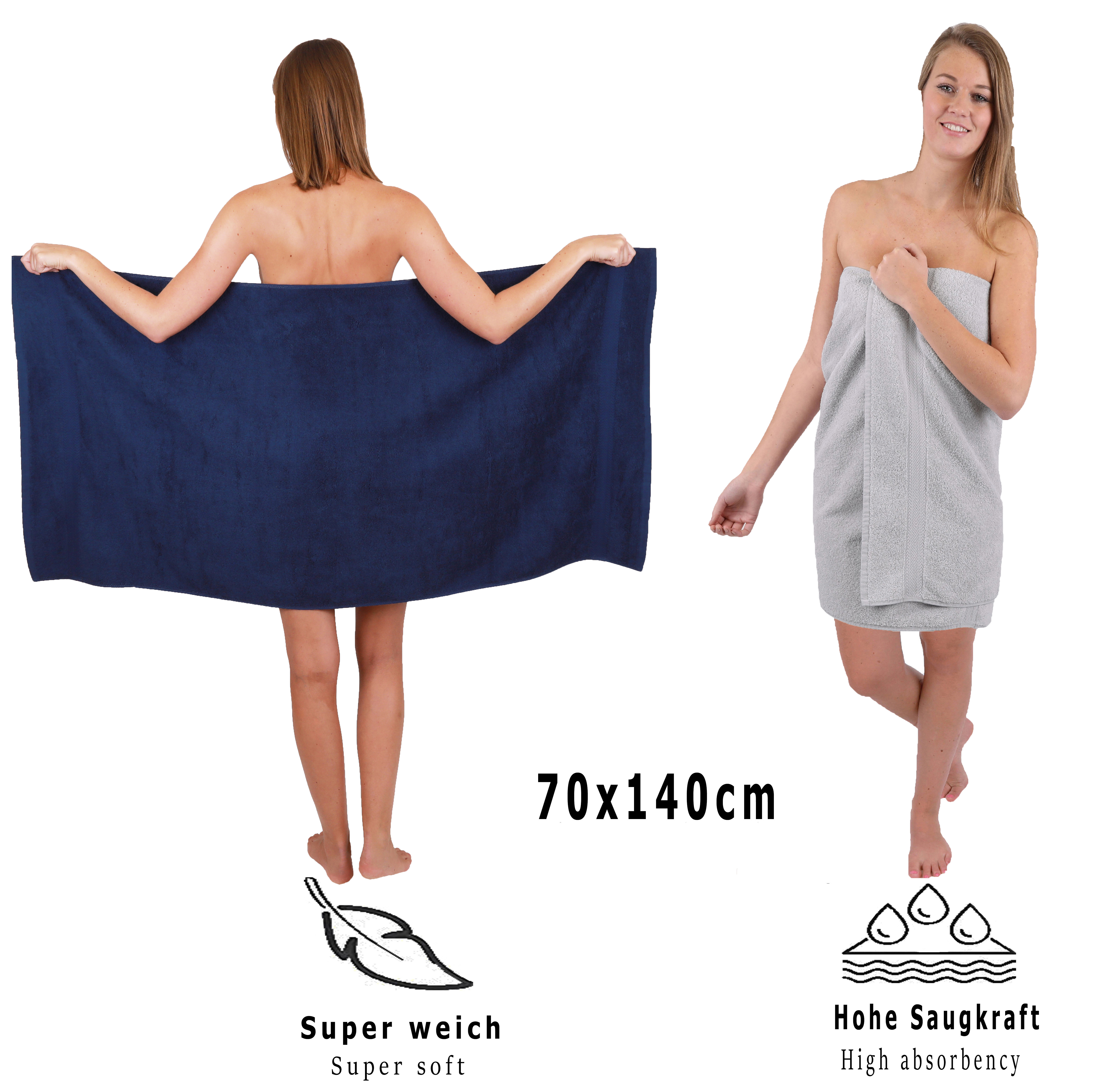 Rams - Pack de 2 toallas de lavabo en algodón, color azul marino, 50 x 100  cm, juego de toallas, suaves, altamente absorbentse