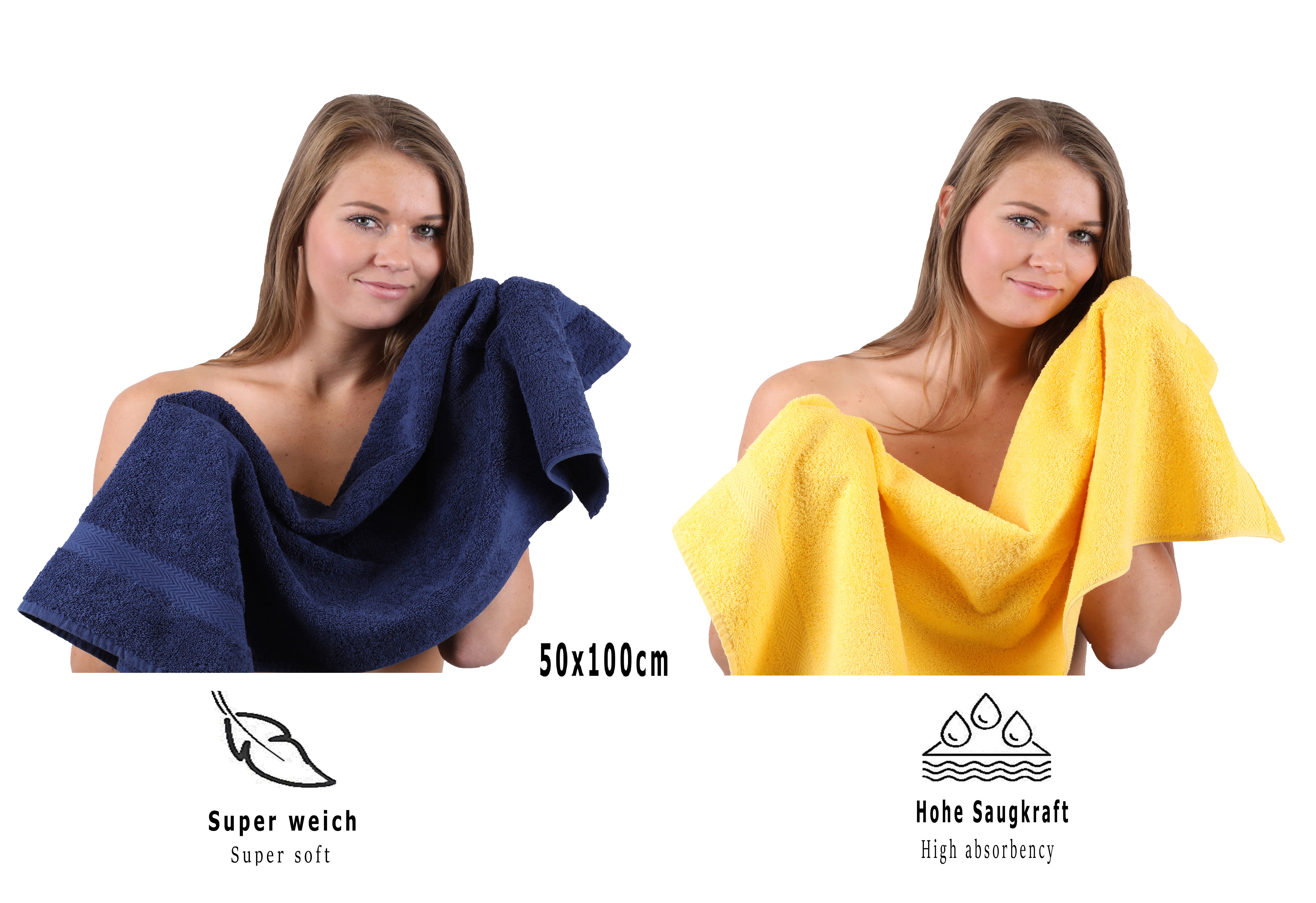 Yellow and blue bath towels hot sale