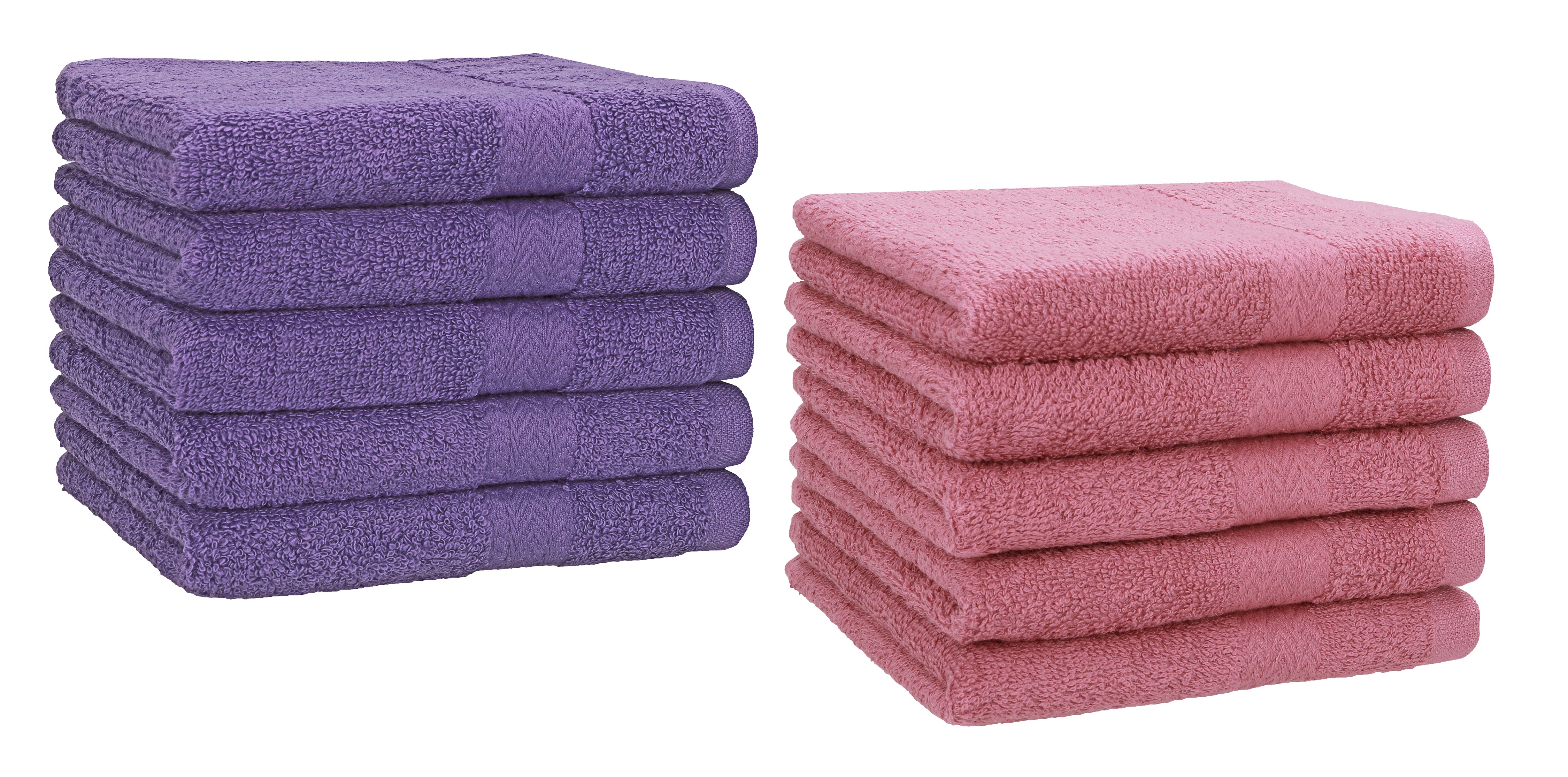 Set di 10 asciugamani per gli ospiti “Premium”, colore: lilla e  rosa antico