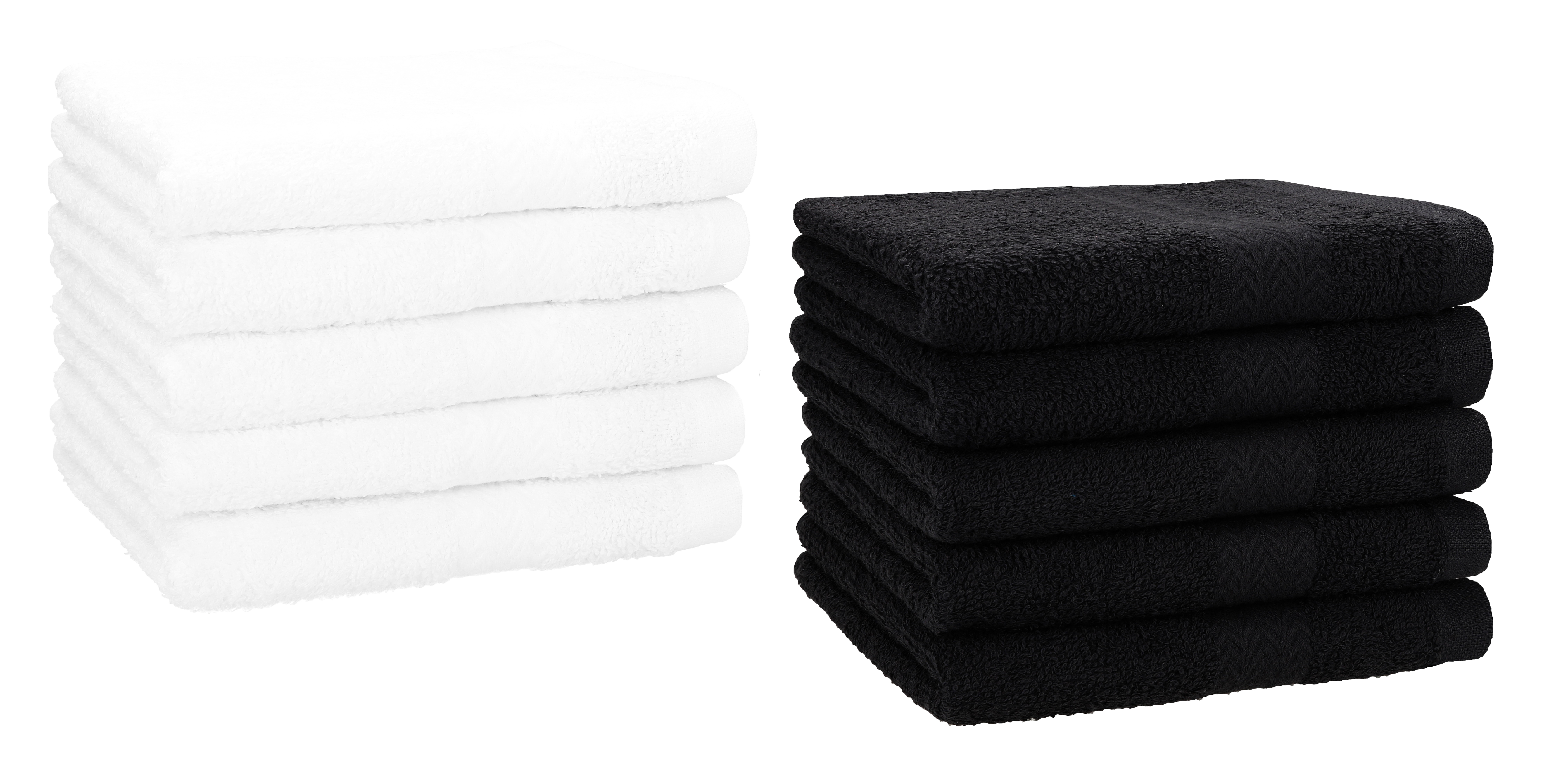 Set di 10 asciugamani per ospiti “Premium”, colore: bianco e  nero, misura: 30