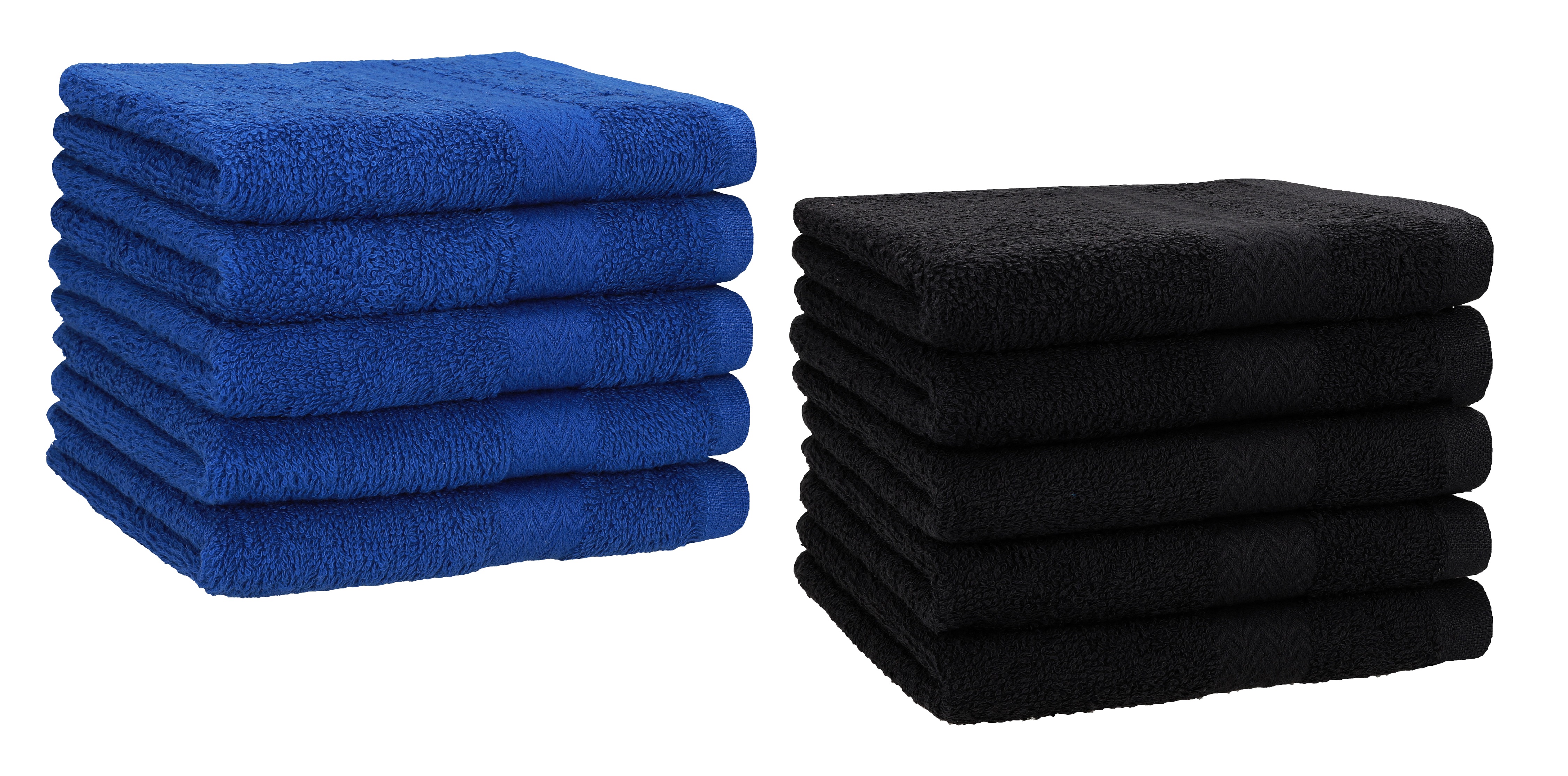 Set di 10 asciugamani per ospiti “Premium”, colore: blu reale e  nero, misura