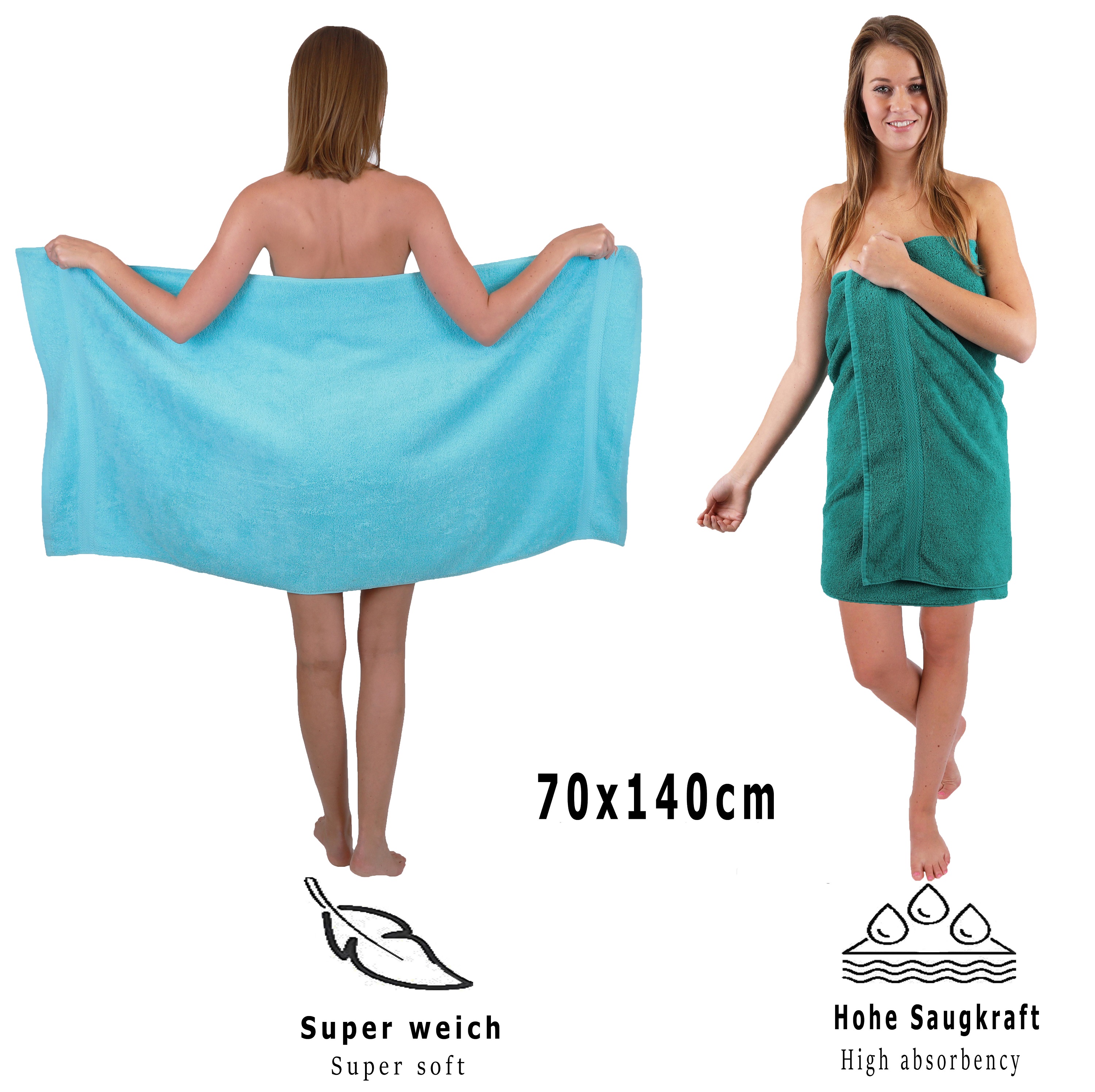 Betz Guanti Da Bagno In Spugna 100% Cotone – Set 10 Pezzi, Turchese, Per Pulizia Delicata Viso E Corpo, Ideali Per Bambini