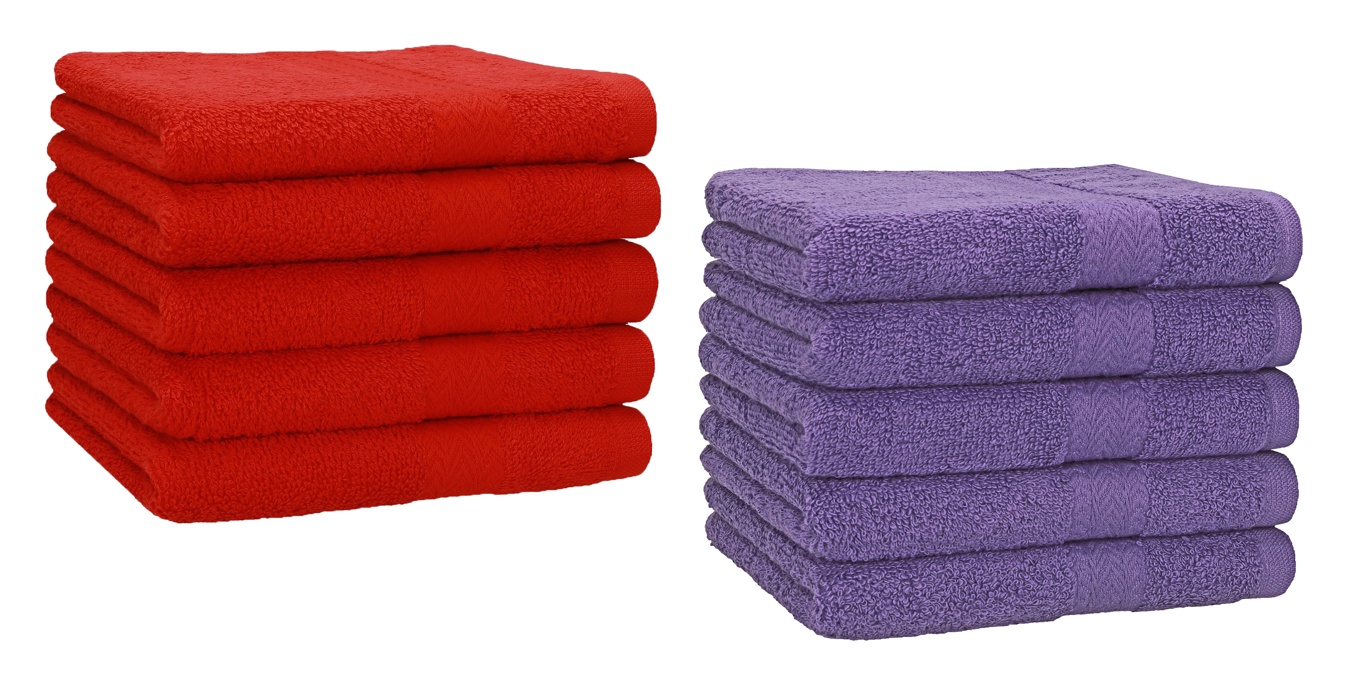 Set di 10 asciugamani per ospiti PREMIUM, colore: rosso e lilla, misura: 30  x 50 cm