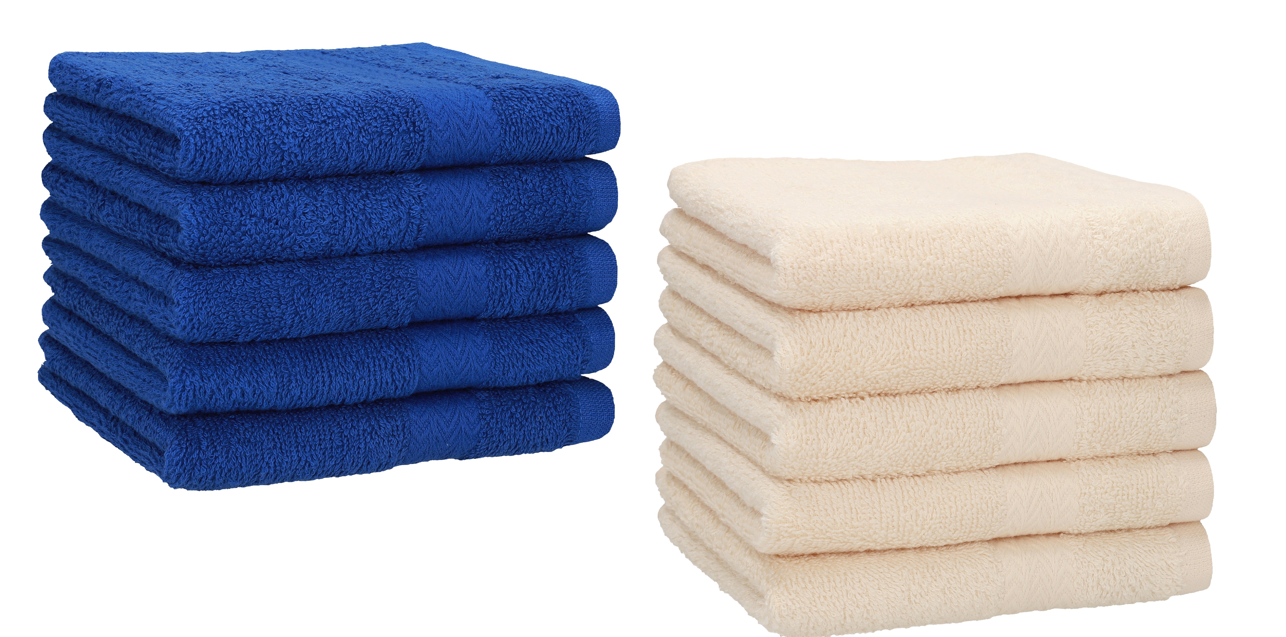Set di 10 asciugamani per ospiti PREMIUM, colore: blu reale e beige,  misura: 30 x 50
