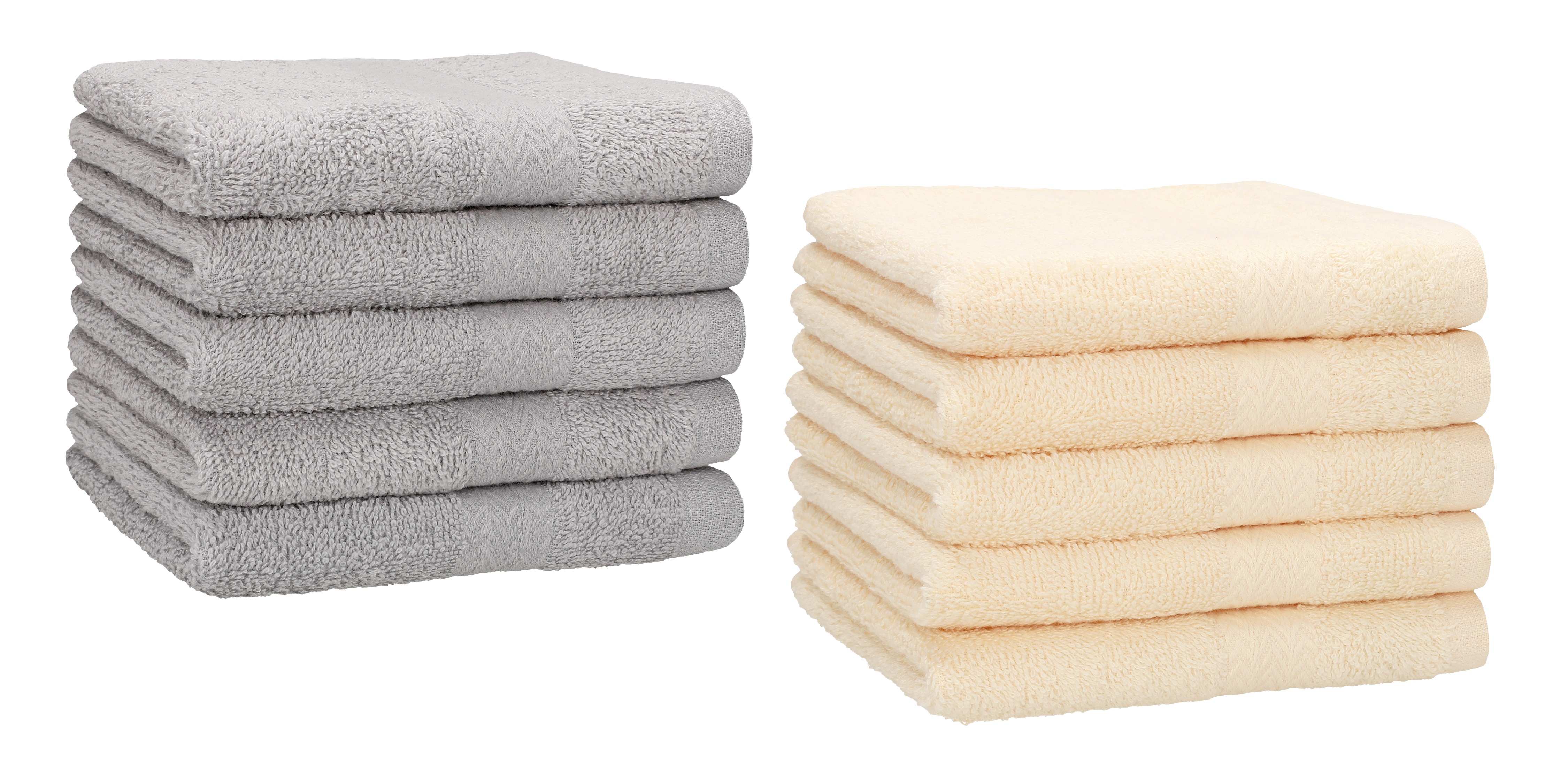 Set di 10 asciugamani per ospiti PREMIUM, colore: grigio argento e beige,  misura: 30 x 50