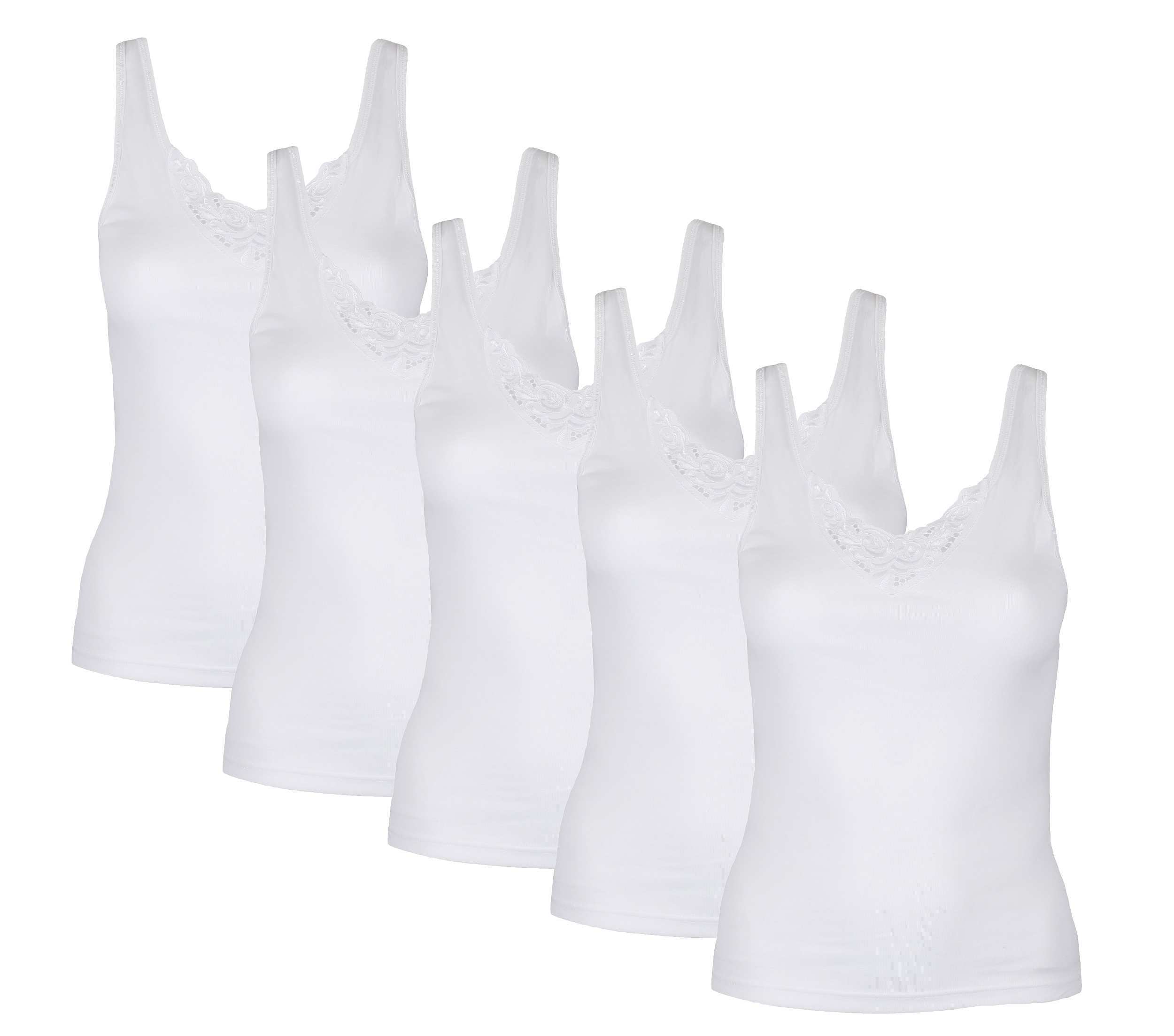 Betz Lot de 5 maillots de corps pour femme avec dentelle couleur