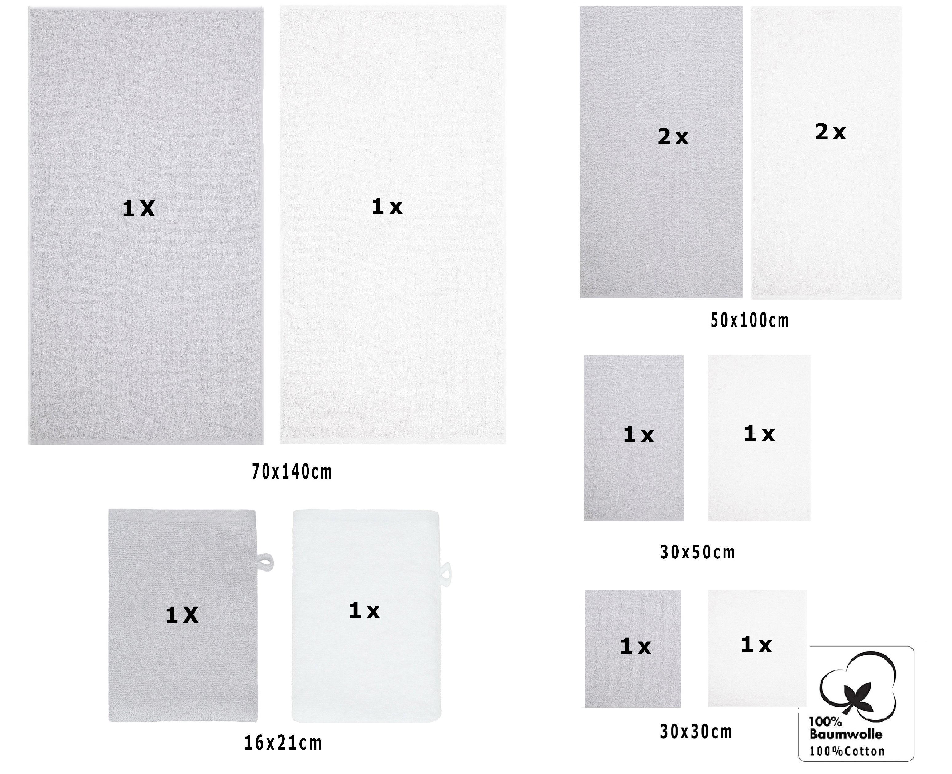 Betz BERLIN Frottier Handtuch-Set 12er 2x 2x 2x - Seiftücher Handtücher - - 4x – 2x - Waschhandschuhe Duschtücher - Gästetücher