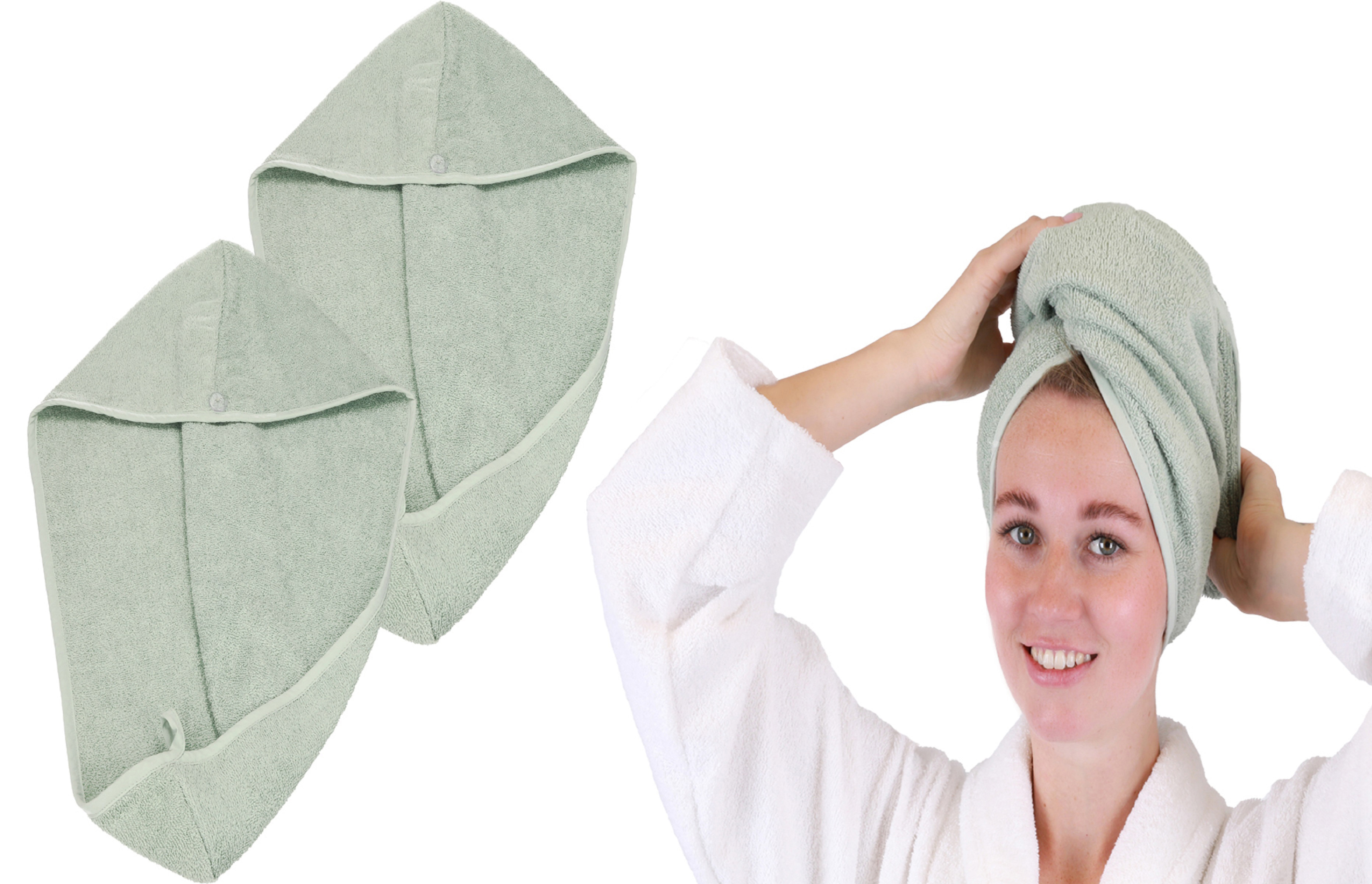 Betz turbante BERLIN in spugna con bottone - asciugamano turbante -  asciugamano per la testa - turbante per capelli 100% cotone