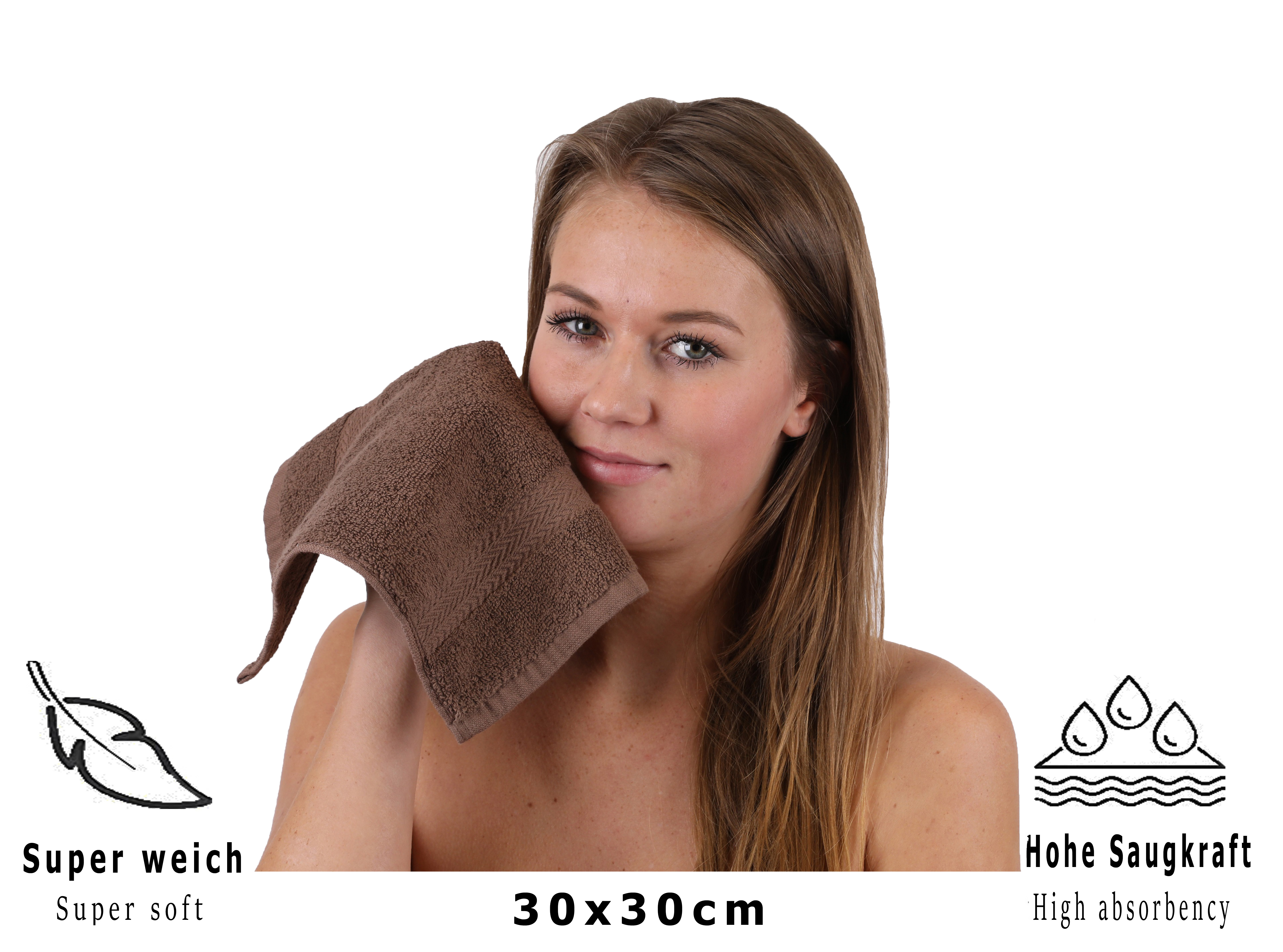 Betz Paquete de 20 toallas faciales PREMIUM 100% algodÃ³n 30x30 cm