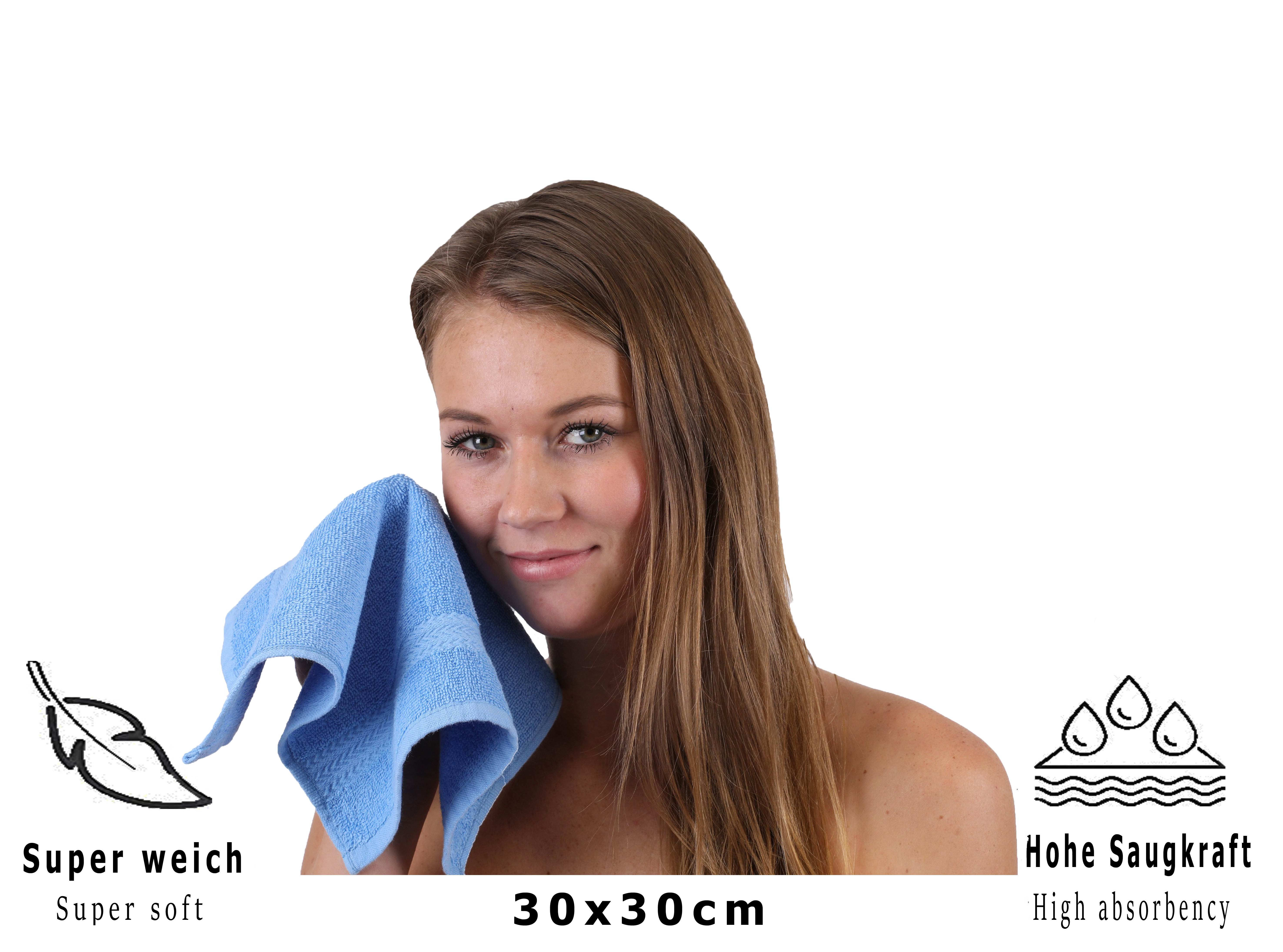 Betz Paquete de 20 toallas faciales PREMIUM 100% algodÃ³n 30x30 cm color  verde aguacate