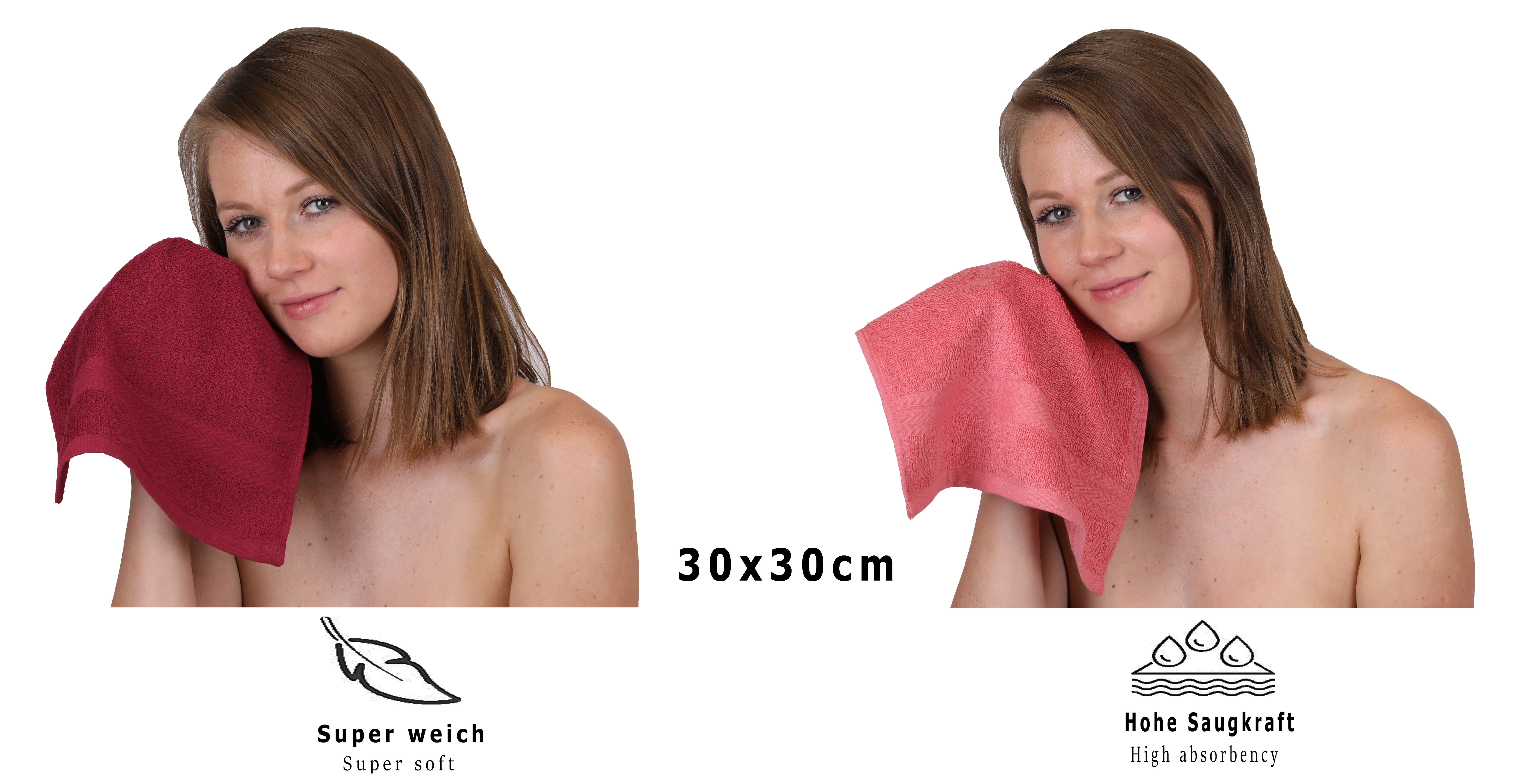 Betz Paquete de 10 toallas faciales PREMIUM 100% algodÃ³n 30x30 cm