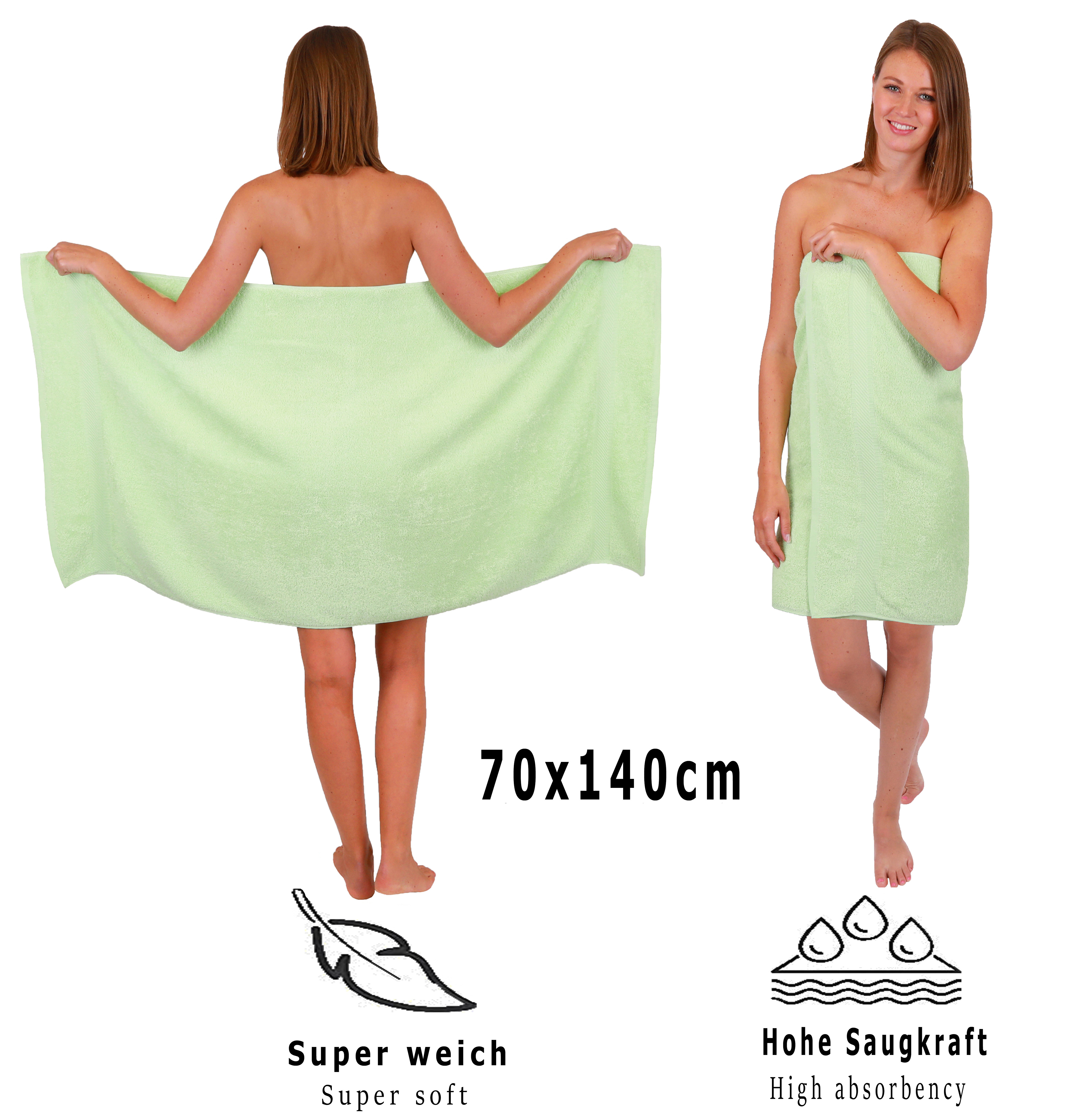 Betz 8-tlg. Handtuch-Set PALERMO 100% Baumwolle 2 Duschtücher 6 Handtücher Farbe grün|Handtücher & Heimtextilien
