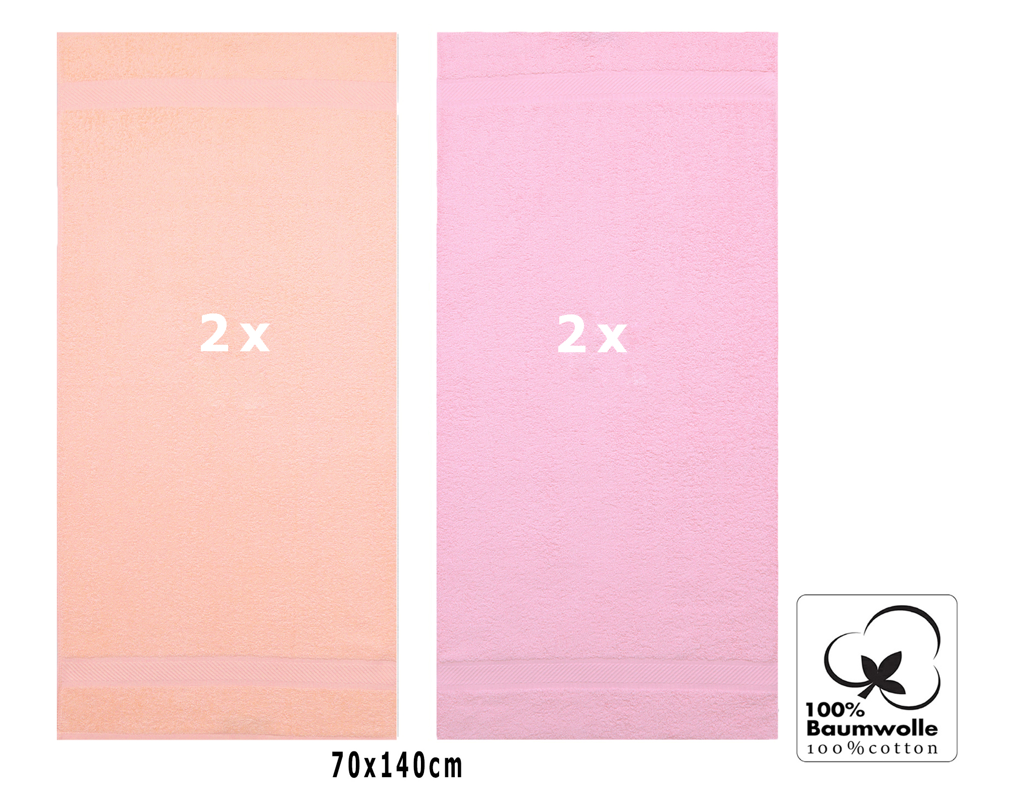 4 piece Bath Towel Set PALERMO Colour: apricot & rose Size: 70x140 cm by  Betz