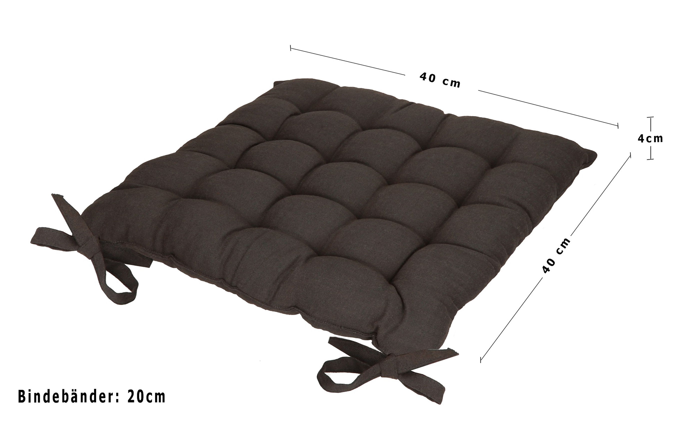 Betz Stuhlkissen mit Bändern - Sitzkissen für Außen oder Innen Größe 40 cm  x 40 cm weich gefüllt