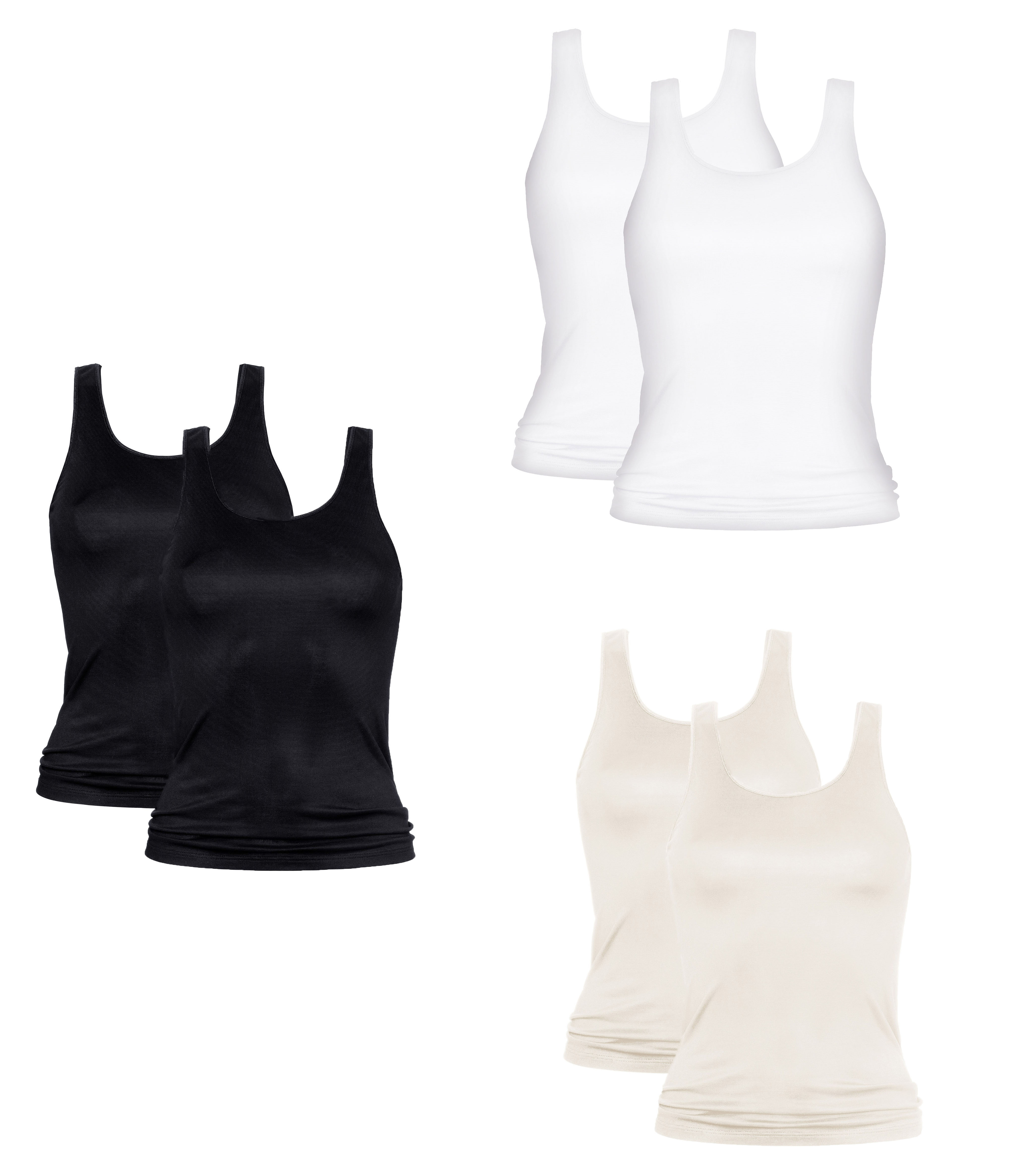 2 Basic Vests Undershirts with Double Straps Women Colour: white, champagne  and black Sizes: 38-48