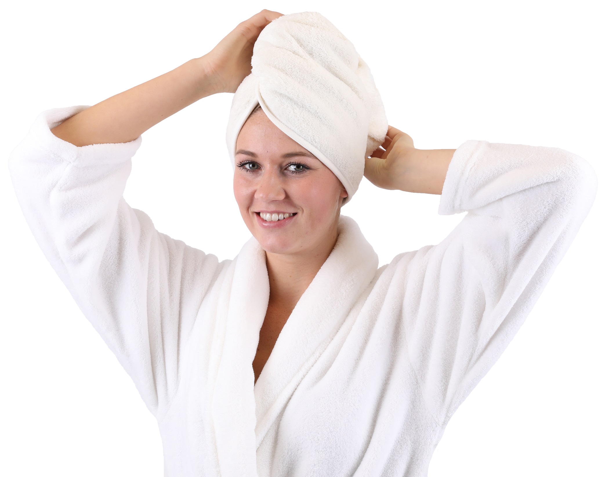 Betz toalla turbante para el pelo de microfibra de color crema