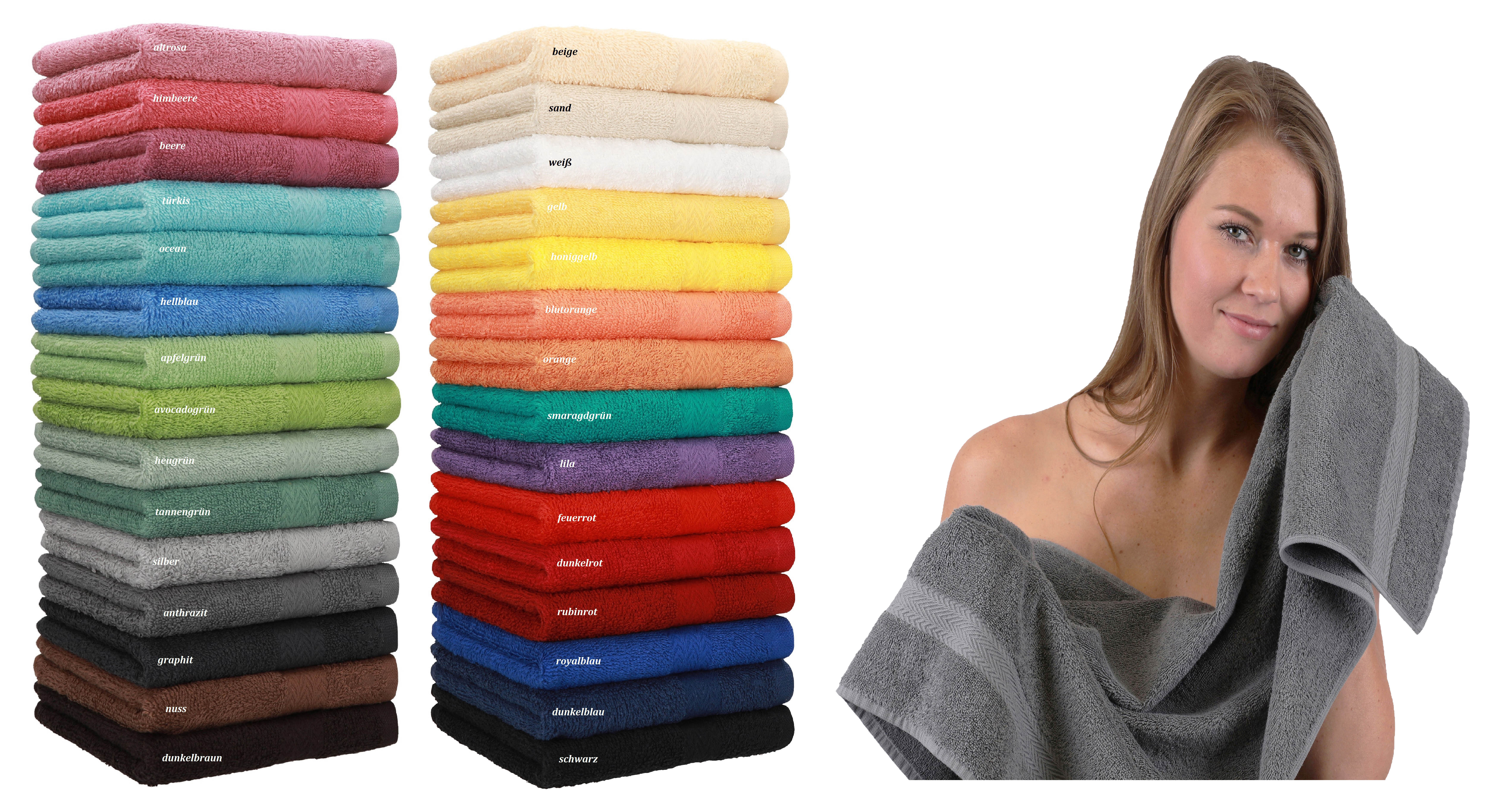 Lot De 10 Gants De Toilette 100% Coton - Taille 16x21 Cm - Couleurs Vert émeraude Et Bleu Royal - Qualité Premium Betz