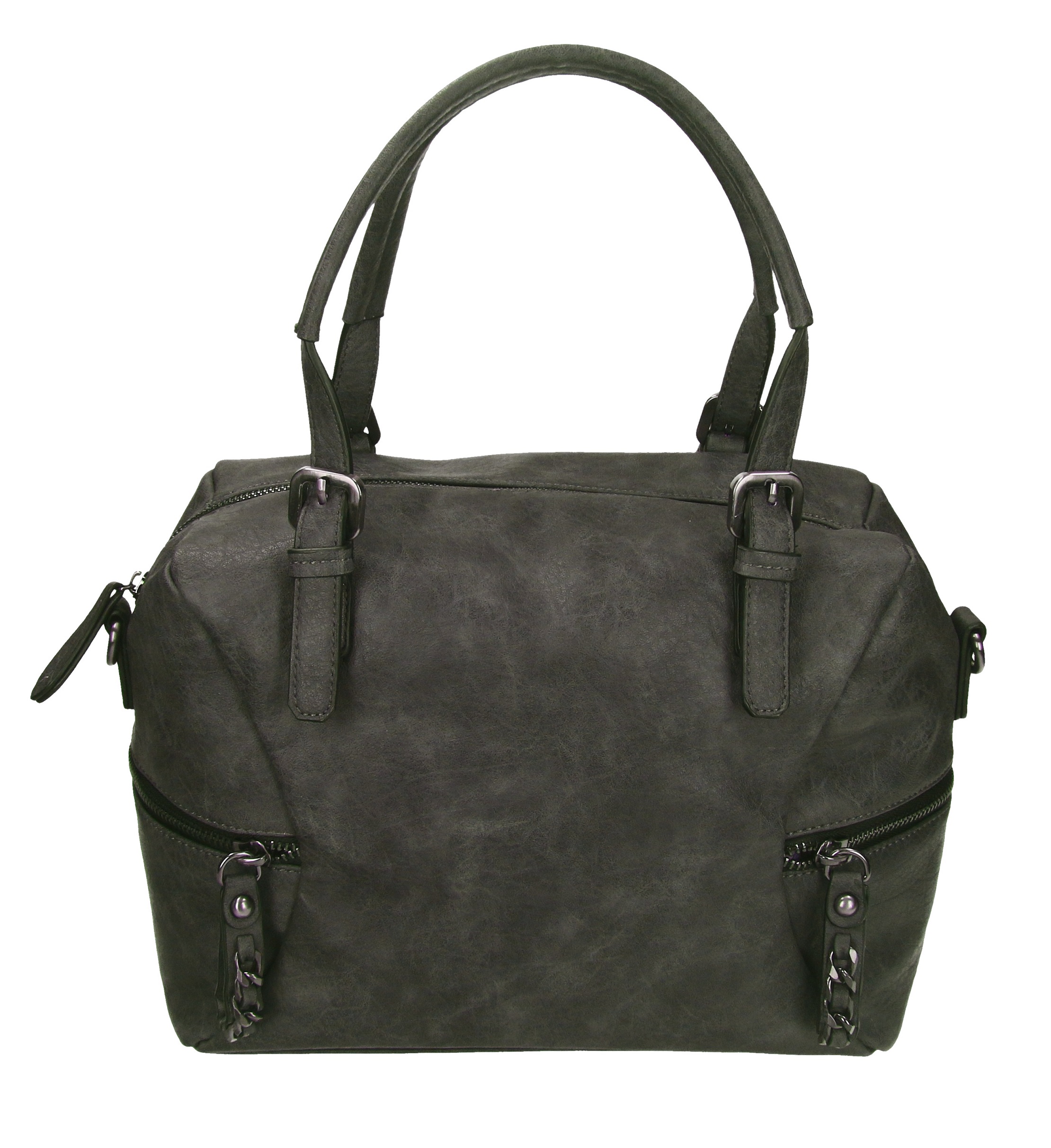 Mittelgroße Handtasche Schultertasche 2 Fächer mit Reißverschluss Überschlag 