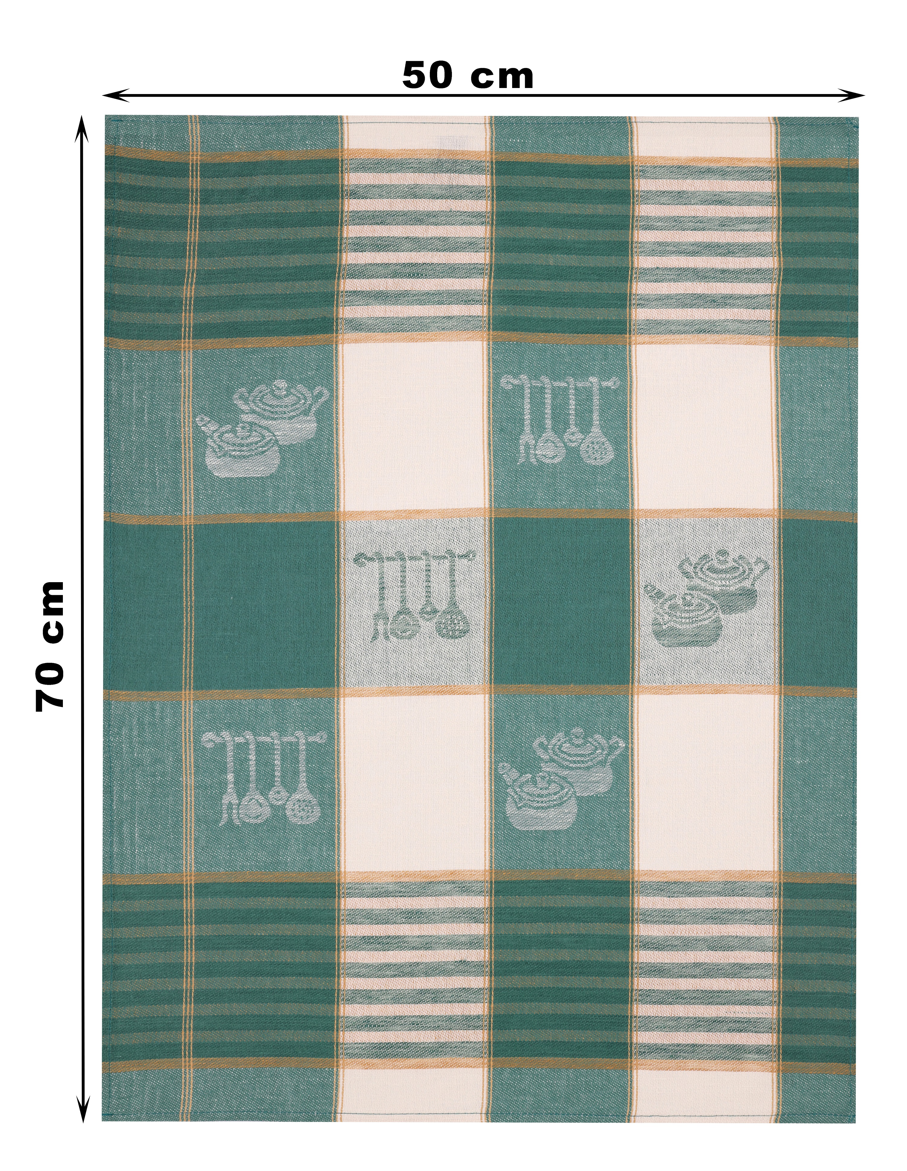 Betz 3 Stück Halbleinen Geschirrtücher Küchenhandtuch Gläsertücher HUNGARY Motiv: KÜCHE Größe: 50x70 cm Farbe: grün|Handtücher & Heimtextilien