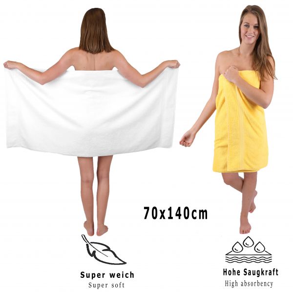 Betz Juego de seis piezas de toallas PREMIUM 2 toallas de baño (70x140cm), 4 toallas (50x100cm) de color amarillo y blanco