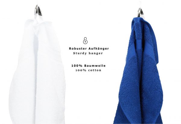 Betz 6-tlg. Handtuch-Set PREMIUM 100% Baumwolle 2 Duschtücher 4 Handtücher Farbe blau und weiß