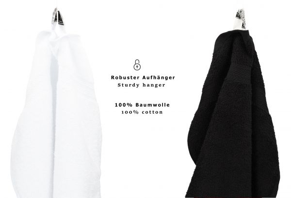 Betz 4 Piece Towel Set PREMIUM 100% Cotton 4 hand towels Colour: black & white