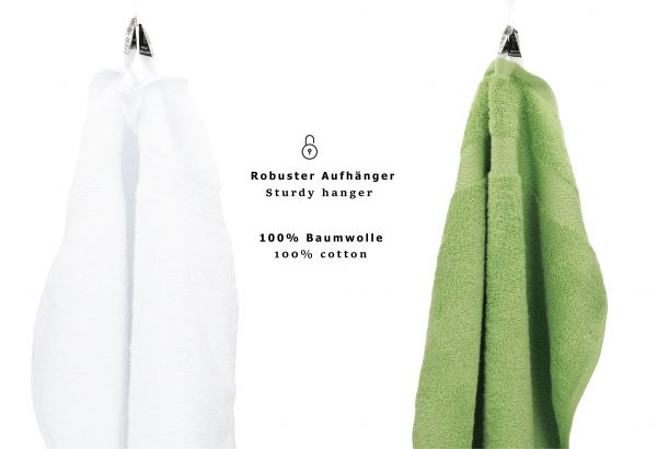 Betz 6-tlg. Handtuch-Set PREMIUM 100% Baumwolle 2 Duschtücher 4 Handtücher Farbe weiß und apfelgrün