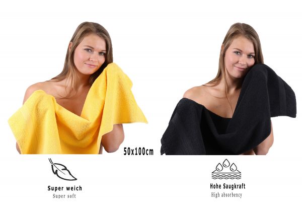 Betz 10-tlg. Handtuch-Set CLASSIC 100% Baumwolle 2 Duschtücher 4 Handtücher 2 Gästetücher 2 Seiftücher Farbe gelb und schwarz