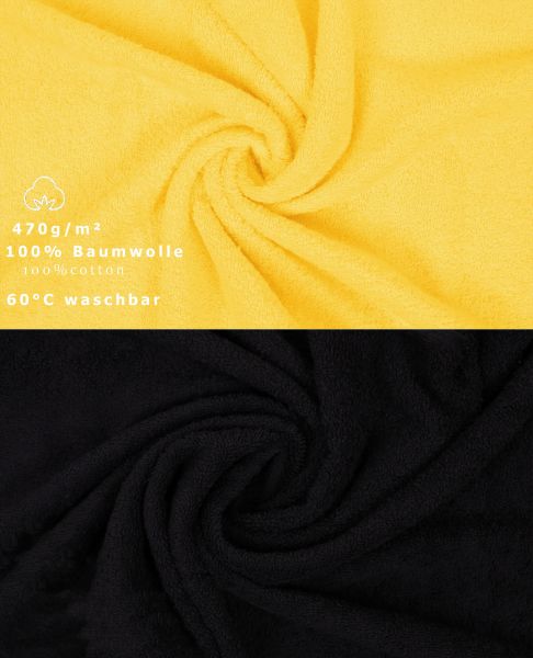 Betz 10-tlg. Handtuch-Set CLASSIC 100% Baumwolle 2 Duschtücher 4 Handtücher 2 Gästetücher 2 Seiftücher Farbe gelb und schwarz