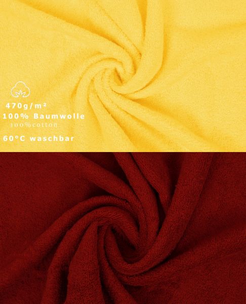 Betz 10-tlg. Handtuch-Set CLASSIC 100% Baumwolle 2 Duschtücher 4 Handtücher 2 Gästetücher 2 Seiftücher Farbe gelb und dunkelrot