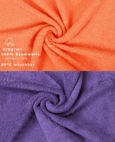 Betz 10 Piece Towel Set CLASSIC 100% Cotton 2 Bath Towels 4 Hand Towels 2 Guest Towels 2 Face Cloths Colour: purple & orange
