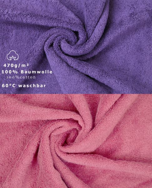 Betz 10 Piece Towel Set CLASSIC 100% Cotton 2 Bath Towels 4 Hand Towels 2 Guest Towels 2 Face Cloths Colour: purple & old rose