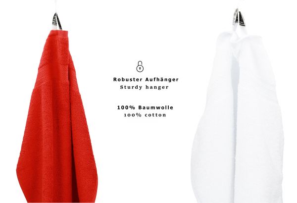 Betz 10-tlg. Handtuch-Set CLASSIC 100% Baumwolle 2 Duschtücher 4 Handtücher 2 Gästetücher 2 Seiftücher Farbe rot und weiß