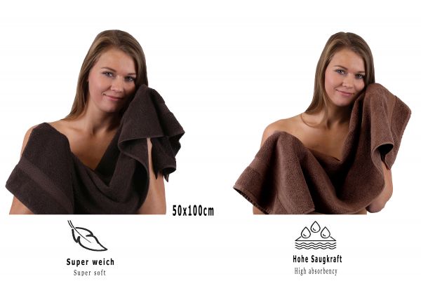Betz Set di 10 asciugamani Classic-Premium 2 lavette 2 asciugamani per ospiti 4 asciugamani 2 asciugamani da doccia 100 % cotone colore marrone scuro e marrone noce