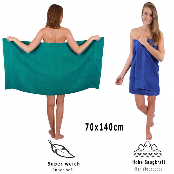 Betz 10 Piece Towel Set CLASSIC 100% Cotton 2 Face Cloths 2 Guest Towels 4 Hand Towels 2 Bath Towels Colour: emerald green & royal blue