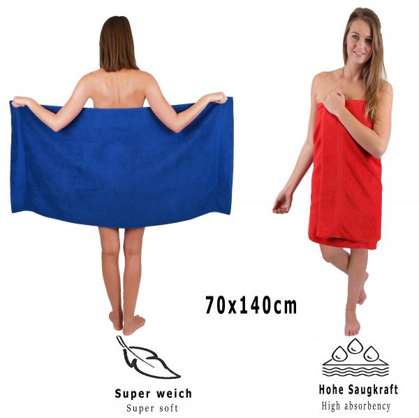 Betz 10 Piece Towel Set CLASSIC 100% Cotton 2 Face Cloths 2 Guest Towels 4 Hand Towels 2 Bath Towels Colour: royal blue & red