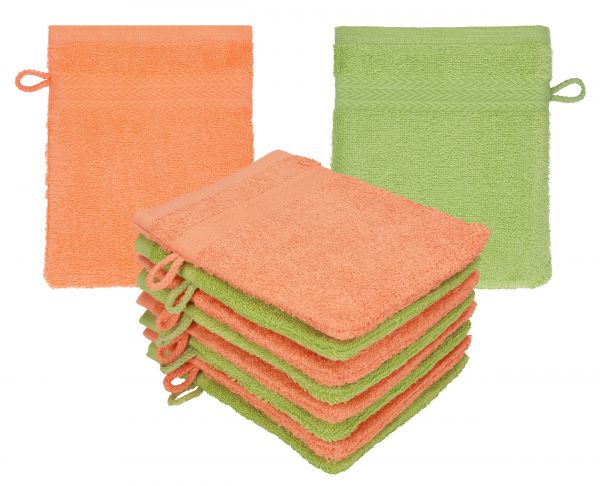 Betz Pack of 10 Wash Mitts PREMIUM 100% Cotton 16x21 cm blood orange - avocado green