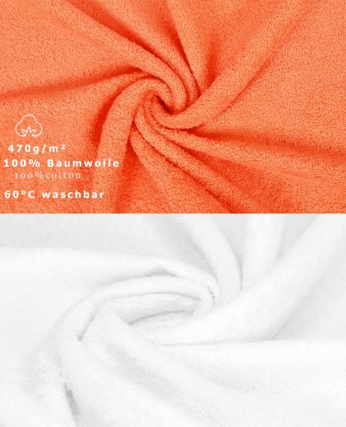 Betz 10-tlg. Handtuch-Set CLASSIC 100% Baumwolle 2 Duschtücher 4 Handtücher 2 Gästetücher 2 Seiftücher Farbe orange und weiß