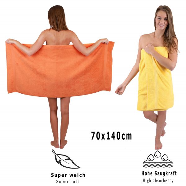 Betz Juego de 10 toallas CLASSIC 100% algodón 2 toallas de baño 4 toallas de lavabo 2 toallas de tocador 2 toallas faciales naranja y amarillo