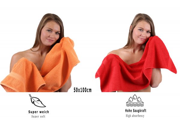 Lot de 10 serviettes "Classic" - Premium, 2 débarbouillettes, 2 serviettes d'invité, 4 serviettes de toilette, 2 serviettes de bain orange et rouge de Betz