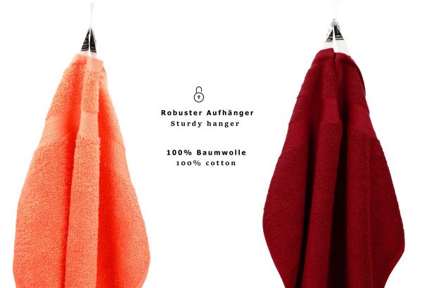 Betz 10-tlg. Handtuch-Set CLASSIC 100% Baumwolle 2 Duschtücher 4 Handtücher 2 Gästetücher 2 Seiftücher Farbe orange und dunkelrot