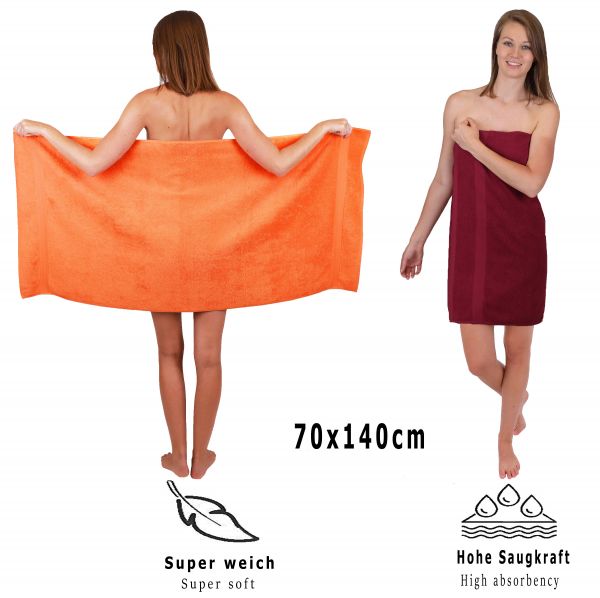 Betz 10 Piece Towel Set CLASSIC 100% Cotton 2 Face Cloths 2 Guest Towels 4 Hand Towels 2 Bath Towels Colour: orange & dark red